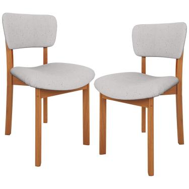 Imagem de Kit 02 Cadeiras Para Sala de Jantar Cozinha Living Estofada Dara L02 Linho Cinza - Lyam Decor