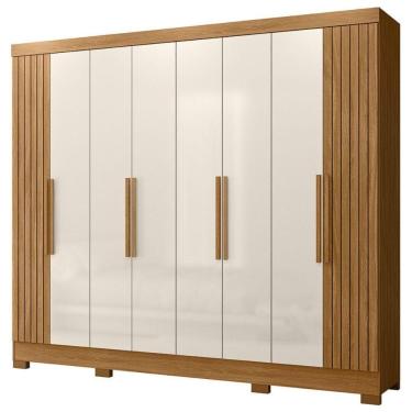 Imagem de Guarda Roupa Casal 6p 236 Cm Diplomata Freijo Off White Friso Moval