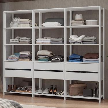 Imagem de Guarda-roupa Closet Modulado 6 Gavetas 210 Cm Valencia Madesa Branco