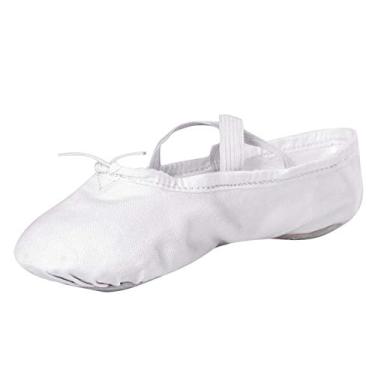 Imagem de Sapatilha de balé STELLE para meninas/sapatilha de balé/yoga para dança (infantil/criança pequena/criança grande/mulheres/menino), Branco, 10 Toddler