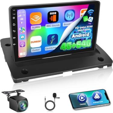 Imagem de [4 + 64] Rádio automotivo Volxcereo para Volvo XC90 2004 2005 2006-2014, tela sensível ao toque estéreo Android de 9 polegadas com Carplay e Android Auto, suporta GPS/WiFi/Bluetooth 5.0/FM/SWC/câmera