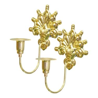 Imagem de Wswqop 2x Castiçais de Parede para Velas de Vareta, Suporte de Ferro para Velas, Ideal para Decoração de Festas em Estilo Fazenda e Aniversários, Ouro