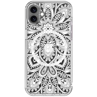 Imagem de ICEDIO Capa para iPhone 16 Plus com protetor de tela - compatível com carregamento sem fio, proteção aprimorada para câmera, capa de telefone transparente com design floral moderno para mulheres