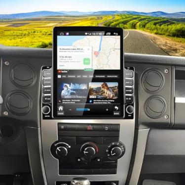 Imagem de Rádio estéreo automotivo para Jeep Commander 2006-2010 com CarPlay sem fio e Android Auto, tela sensível ao toque IPS de 9,7 polegadas, Android 14 Double Din, áudio automotivo com Bluetooth, GPS, WiFi