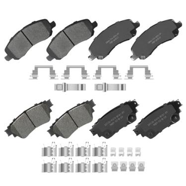 Imagem de YxpBrake Pastilhas de freio dianteiras traseiras de cerâmica com ferragens adequadas para Mitsubishi Outlander 2017 2018 2019 2020