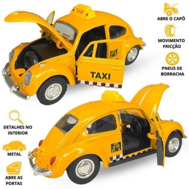 Imagem de Carrinho Miniatura Fusca Taxi De Metal Abre As Portas E Capô - Europio
