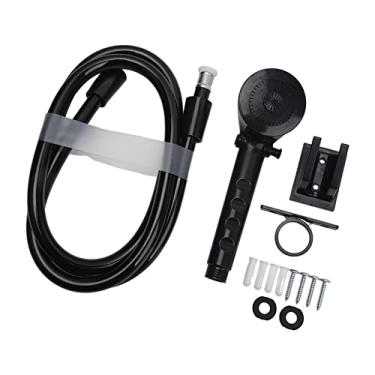 Imagem de Tbest Cabeça de chuveiro RV com mangueira 3 posições ajustável conjunto portátil design de economia de água para van viagem trailer motorhome barco ABS material 1,5 m (preto)