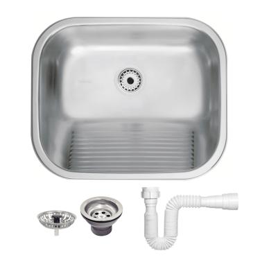Imagem de Tanque Inox De Encaixe Embutir Lavanderia 50x40cm 34 L Com Válvula E Sifão Tramontina