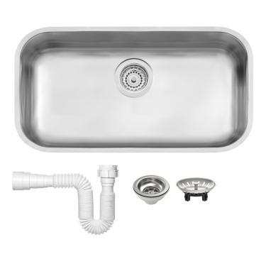 Imagem de Cuba Cozinha Aço Inox Escovado De Embutir 56 BL Lavínia Com Válvula E Sifão Tramontina