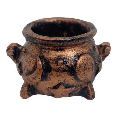 Imagem de Incensário Caldeirão Da Bruxa Cobreado 2 Cm Em Resina - Lua Mística - 