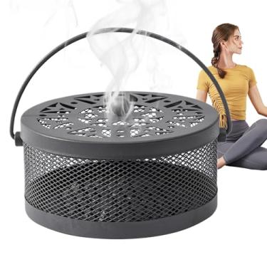 Imagem de Suporte de incenso – Queimador de bobina, suporte redondo à prova de fogo com alça apanhador de cinzas portátil para varanda, local de trabalho interno, pátio, acampamento