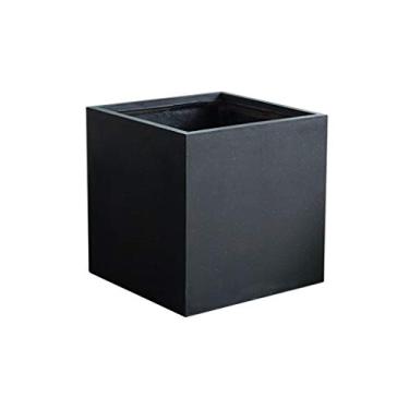 Imagem de PZHANGZVH Vaso de plantas de cimento preto grande vaso de flores jardim ao ar livre pátio casa restaurante escritório nórdico decorativo vaso de flores quadrado vaso de flores (tamanho : 1) ()