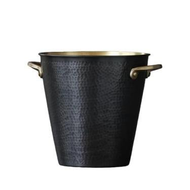 Imagem de Balde de gelo isolado de latão com pinça e alça, mantém o gelo frio e seco para cerveja, champanhe, vinho e coquetéis - para casa, festa, bar