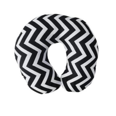 Imagem de Almofada de Pescoço Ergonômica para Viagem – Travesseiro Protetor para Leitura e Descanso (zigzag preto)