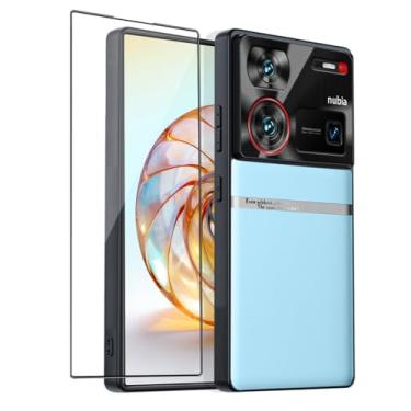 Imagem de QUIETIP Capa compatível com Nubia Z60 Ultra 5G com protetor de tela, capa rígida protetora de lente de metal fina à prova de choque, azul