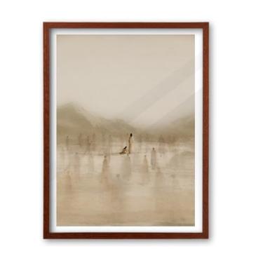 Imagem de iHery Arte de parede emoldurada de madeira de carvalho natural mulher toca Jesus, 30,5 x 40,6 cm Jesus Healing Christian Bible Verse arte em tela, decoração moderna de quarto com escritura, cor