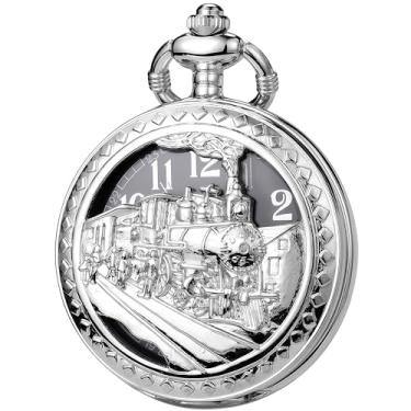 Imagem de DerMacht Relógio de bolso Steampunk com corrente para cosplay masculino liso com estampa de sol, Rena, prata e preto