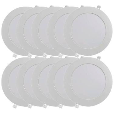Imagem de Kit 10 Luminária Plafon Led Redondo Embutir 18W 3000K - Noll