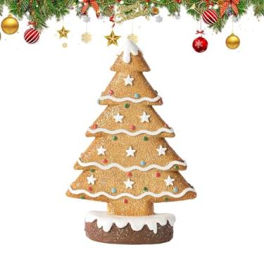 Imagem de Árvore de Natal de mesa, artigos de festa de gengibre de resina - estatuetas de árvore de gengibre, decorações de Natal, para férias, interior, mesa, prateleira, cornija, casa, escritório, quinta