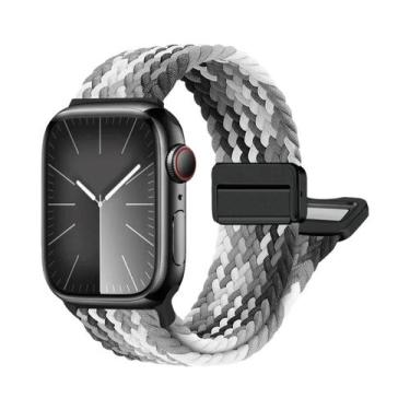 Imagem de Pulseira De Nylon Trançada Para Apple Watch, Bracelete Magnético Compa