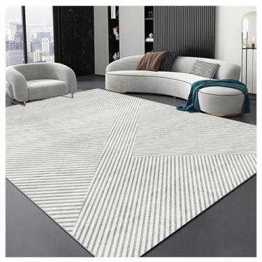 Imagem de SPXMQSS Tapete de área grande, tapete grande macio de pilha baixa para sala de estar, antiderrapante e resistente à sujeira, tapete cinza lavável, para quarto, sala de jantar, escritório, tapetes
