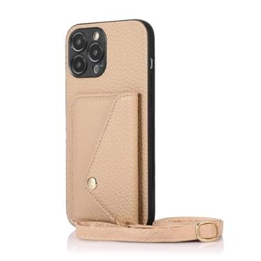 Imagem de Capa carteira transversal para celular com porta-cartões para iPhone 15 14 13 12 11 Pro Max XR XS X 8 7 SE 2 3 com alça de corrente, marrom, para iPhone 14 Pro Max