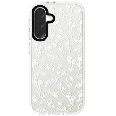 Imagem de Dumkery Capa de telefone feminina com flores brancas compatível com Samsung Galaxy A36 5G, estampa estética floral fofa, capa protetora à prova de choque de TPU transparente para meninas e mulheres