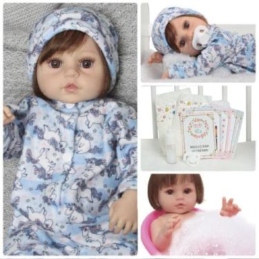Imagem de Bebê Reborn Princesa Fio a Fio Roupa Unicórnio 100% Silicone - Cegonha