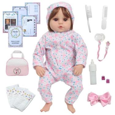 Imagem de Bebe Reborn Boneca Valentina Fio a Fio Bolsa Enxoval Itens - Cegonha R