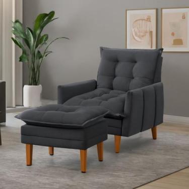 Imagem de Poltrona Khali Reclinável Moderna com Puff Apoio de Pés em Veludo - Br