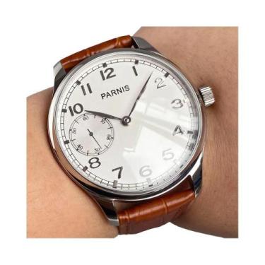 Imagem de Relógio Mecânico Retro Masculino 44mm Preto E Branco Com Corda Manual 