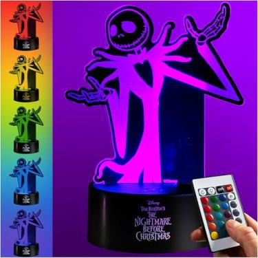 Imagem de Get Trend Disney O Estranho Mundo Diante do Natal Luz noturna LED, luminária de mesa de cabeceira, USB e lâmpada alimentada por bateria 16 cores, 4 modos, decoração de quarto (Multi Jack Skellington)