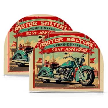 Imagem de Wassud Pôster vintage com suporte de guardanapo de acrílico para motocicletas, dispensador de guardanapo de papel moderno em forma de U para mesa, cozinha, sala de jantar, bancada 2 peças (comporta 50