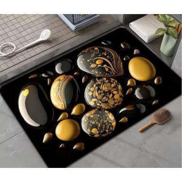 Imagem de Tapete de Microfibra Antiderrapante para Banheiro e Porta de Entrada – Secagem Rápida e Macio (5D Pedra Preto)