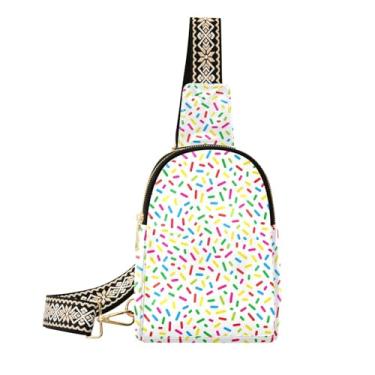 Imagem de CEBUGI Bolsa feminina colorida Sprinkles pequena tiracolo de couro, pochete para trilhas, viagens ao ar livre