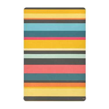 Imagem de STAYTOP Lindo lençol de berço com listras coloridas para meninos e meninas, lençol com elástico para berço padrão e colchão infantil, de microfibra supermacia, 132 x 71 cm