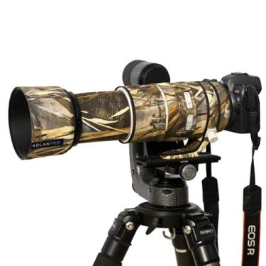 Imagem de OLEKURT Capa de lente para câmera Canon RF 100-500 mm F4.5-7.1 L IS USM Capa de proteção para lente de câmera (cor #camuflagem de grama murcha - à prova d'água) capa de chuva