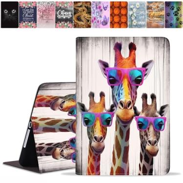 Imagem de DEHJYYIJUY Capa para Samsung Galaxy Tab S9 FE 5G 10,9 polegadas e Galaxy Tab S9 11 polegadas (2023) - Capa inteligente fina de couro PU com despertar/hibernar automaticamente, girafa engraçada usando