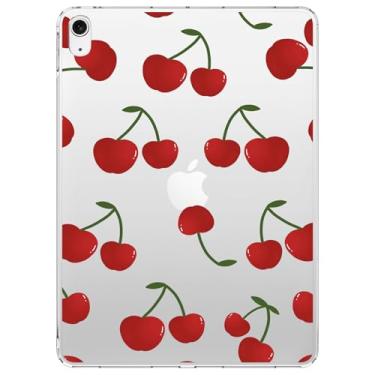 Imagem de VibrantFruitique Capa feminina para iPad (A16) 11ª geração 2025 de 11 polegadas/10ª geração 2022 de 11,9 polegadas, charmosa cereja vermelha, transparente, fina, leve, antiarranhões e amortecedores de