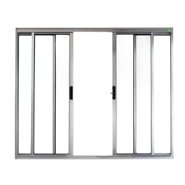 Imagem de Janela Correr 4 Folhas Central sem Grade Vidro Liso 100x100cm Ecosul  Esquadrisul