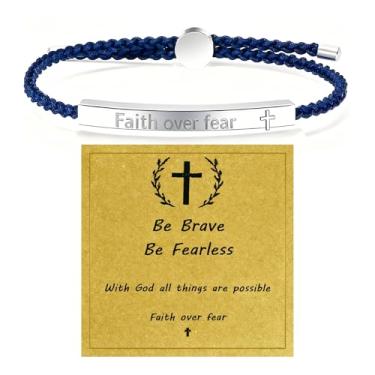 Imagem de 72ore Pulseira Faith Over Fear Pulseira Bíblia Be Brave Be Fearless Jesus Verse Pulseira Cristã Para Homens Mulheres Presentes, Large, Aço inoxidável, Sem Pedra Preciosa