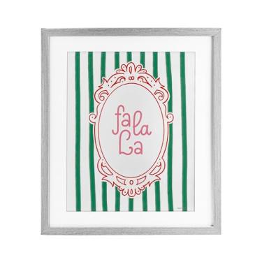 Imagem de Stupell Industries "Fa La La Ornate Border", impressão emoldurada sob vidro, cinza, 33 x 40 cm