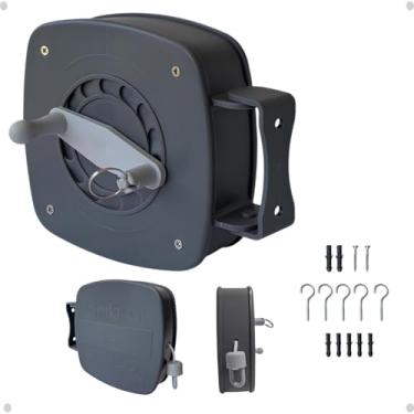 Imagem de Varal Nylon Retrátil Recolhível De Parede Seca 30m Corda Cinza