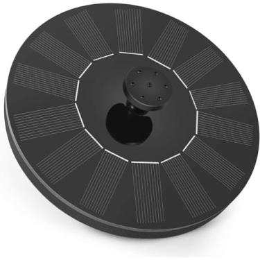 Imagem de Fonte solar, fonte solar de banho de pássaros de 1,5 W, fonte de água flutuante movida a energia solar com 6 bocais e fixador, fonte solar para banho de pássaros, ao ar livre, jardim, lagoa, piscina