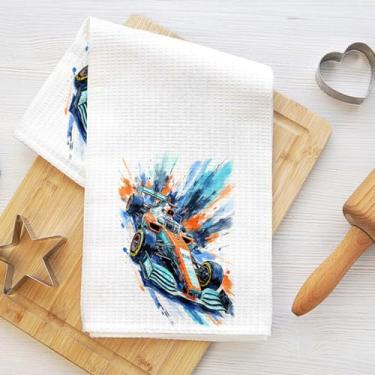 Imagem de Toalhas de cozinha de carro de corrida dinâmicas, pano de microfibra de secagem rápida, panos de prato para secagem de cozinha reutilizáveis bar panos de prato de mão decoração para banheiro