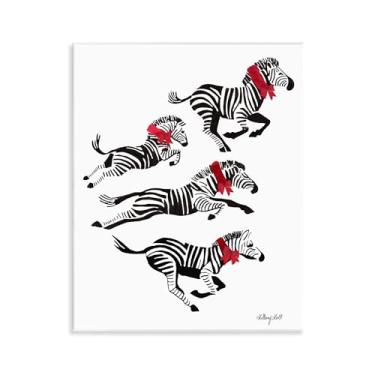 Imagem de Stupell Industries "Zebra Stampede with Ribbons", arte de placa de parede, 28 x 35 cm