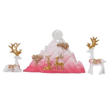 Imagem de Greensen Estatuas de Cervo Em Resina para Sentar ou Ficar Em Pé, Design Clássico Elegante Tradicional para Decoração de Sala de Estar, Escritório ou TV Cabinet (PINK)