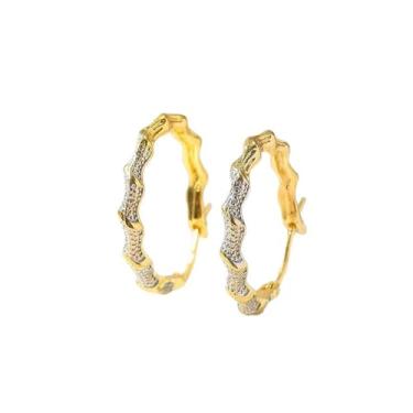 Imagem de Brinco de argola grossa torcida para mulheres, brincos de argola modernos banhados a ouro, prata, joia geométrica, presente, Zinco, Sem pedra preciosa