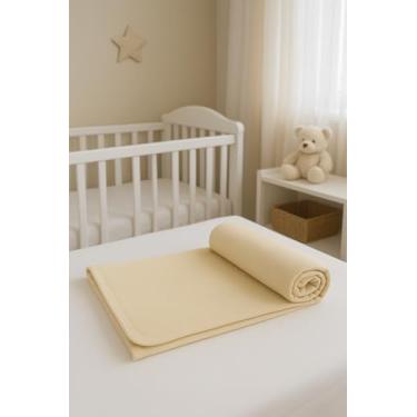 Imagem de Manta Cueiro de Malha 100% Algodão Palha (80x90cm). Hipoalergênico, Acabamento em Viés, Clássico, para Bebê
