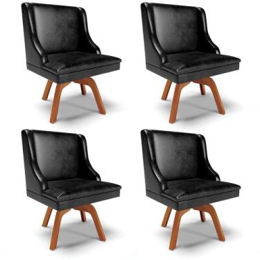 Imagem de Kit 04 Cadeiras de Jantar Liz Corano Preto Base Giratória Madeira MM35